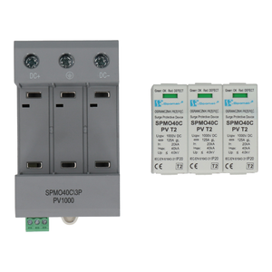 Warystorowy ogranicznik przepięć do instalacji fotowoltaicznych PV 3P, 1000V DC,  typ 2 (klasa C)  - Poglądowe zdjęcie